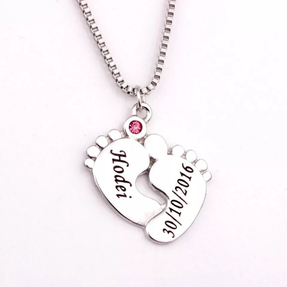 Personalized Baby Feet Pendant Necklace - Picture 1 of 3